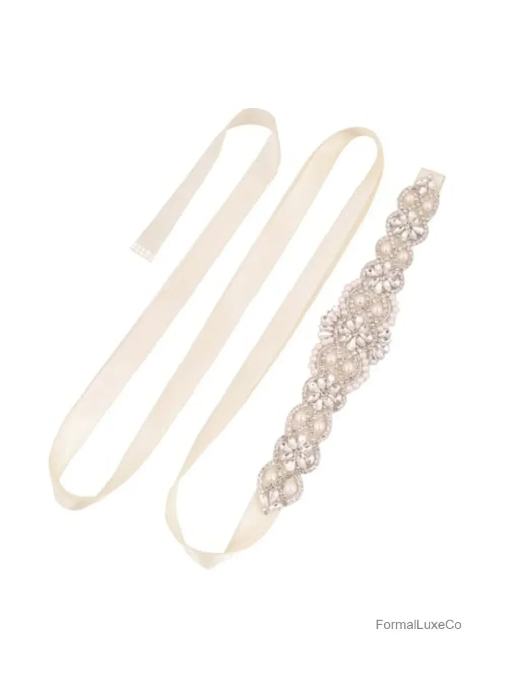 Handmade Beaded Pearl Crystal Sash Rhinestone Belt for Wedding Formal Evening